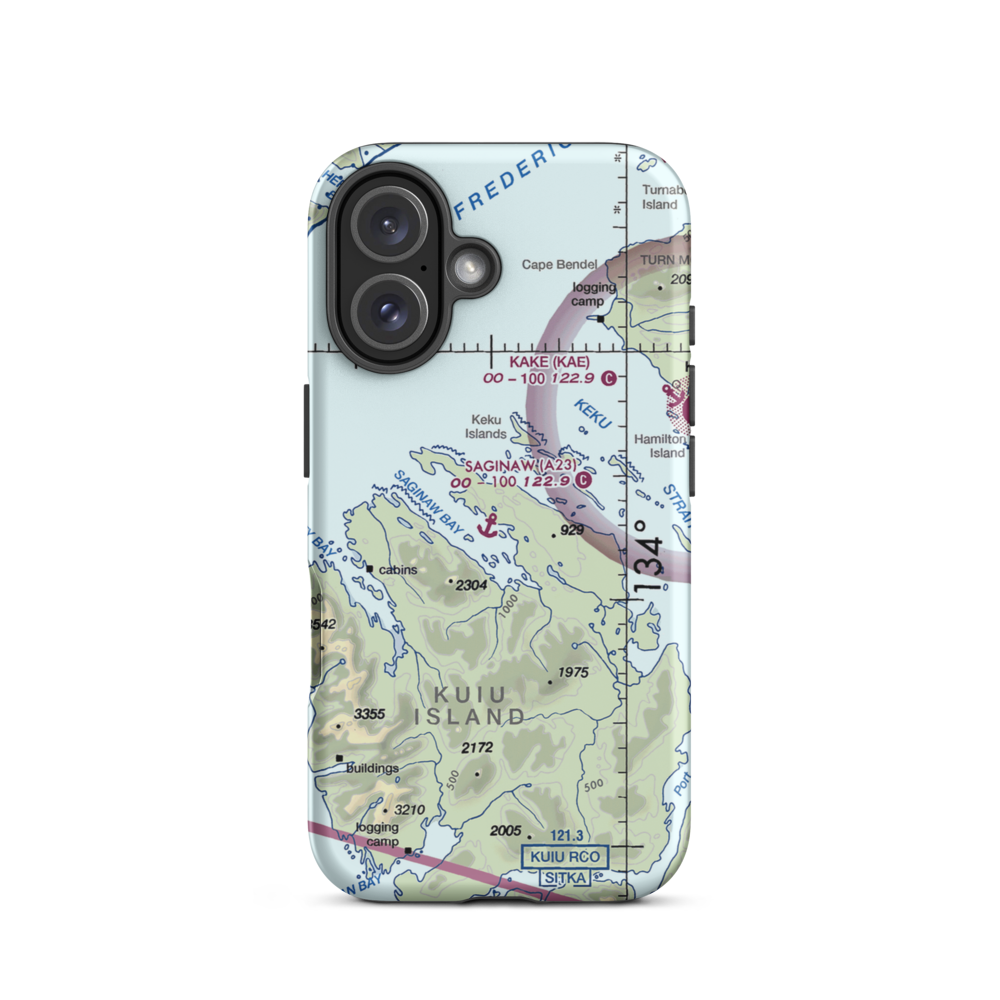 Saginaw Seaplane Base (A23) VFR Sectional  Tough iPhone Case iPhone 16 model shown