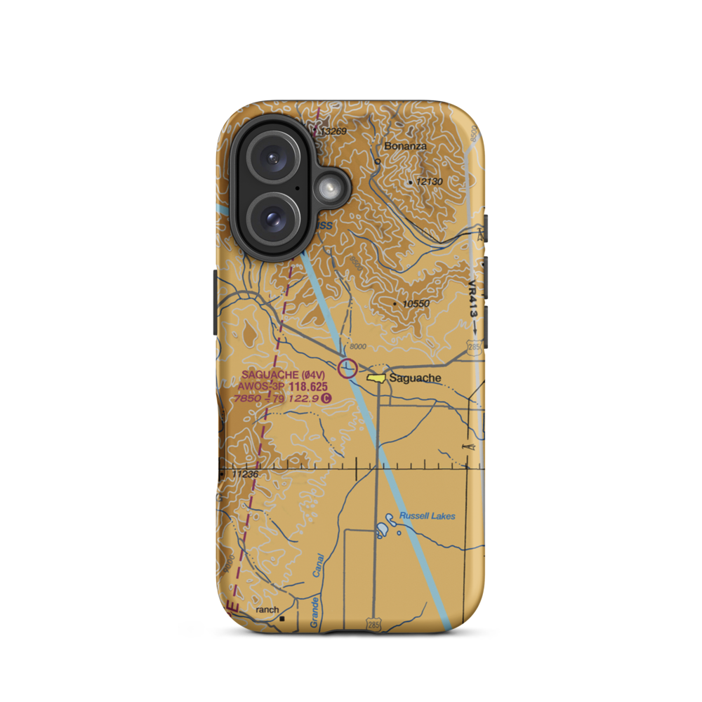 Saguache Municipal Airport (04V) VFR Sectional  Tough iPhone Case iPhone 16 model shown