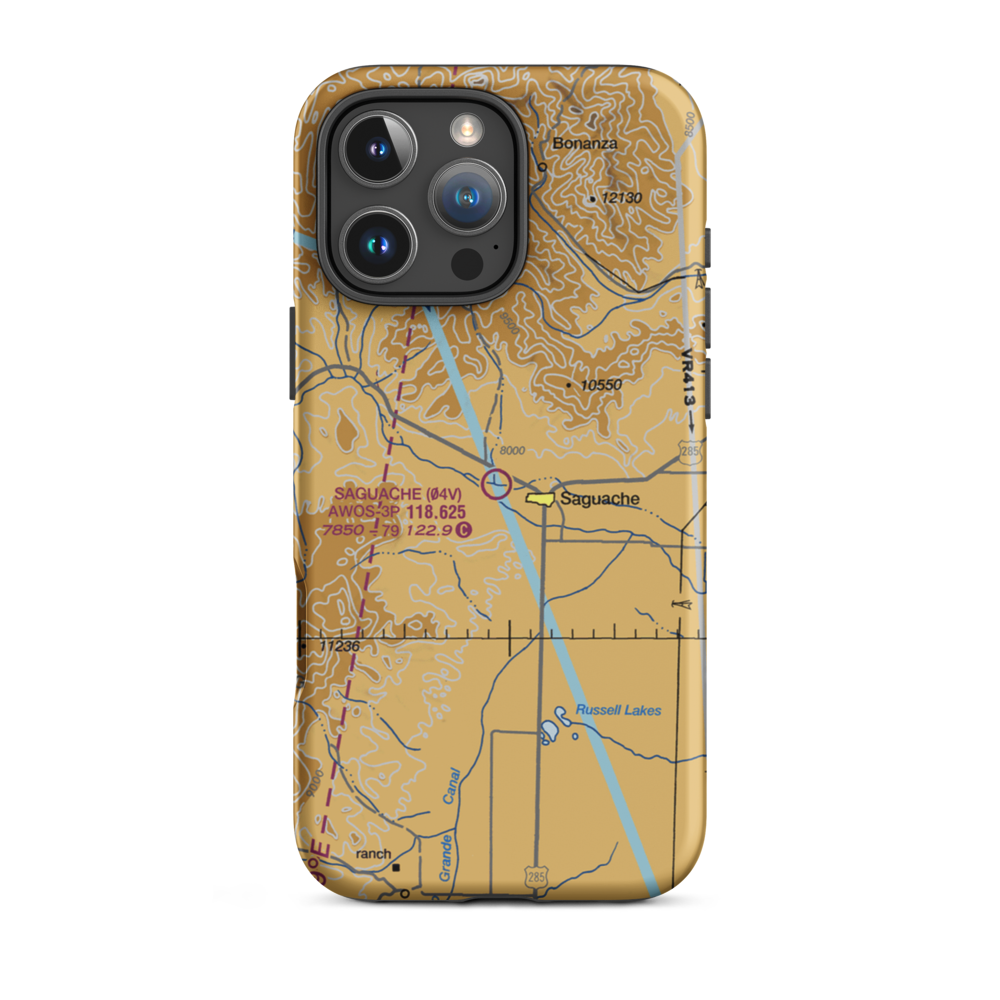 Saguache Municipal Airport (04V) VFR Sectional  Tough iPhone Case iPhone 16 Pro Max model shown