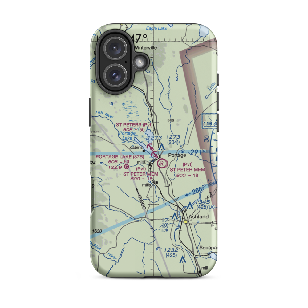 Saint Peter's Seaplane Base (01ME) VFR Sectional  Tough iPhone Case iPhone 16 Plus model shown