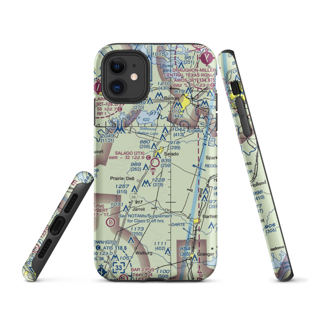 Salado Airport (2TX) VFR Sectional  Tough iPhone Case iPhone 11 model shown