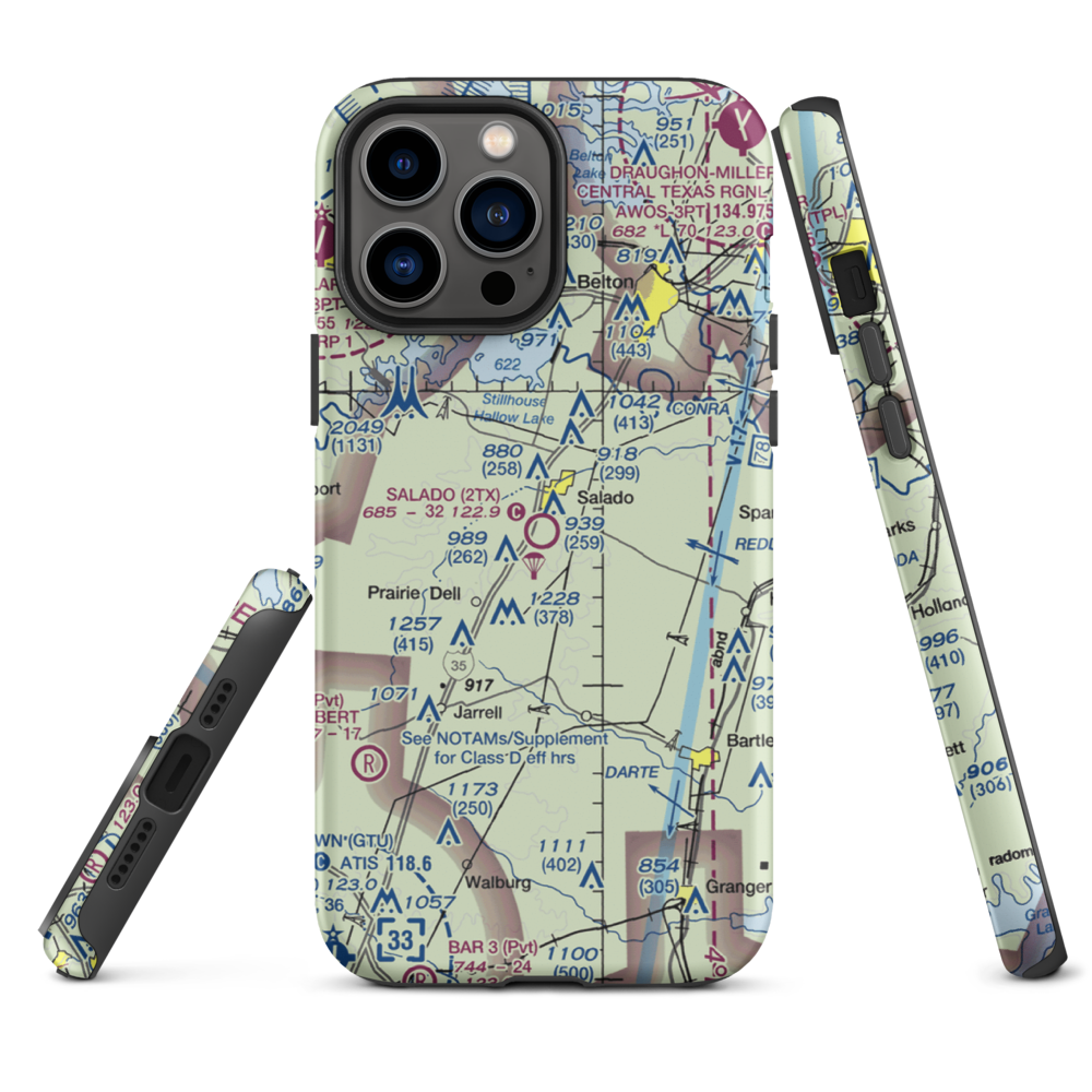 Salado Airport (2TX) VFR Sectional  Tough iPhone Case iPhone 13 Pro Max model shown