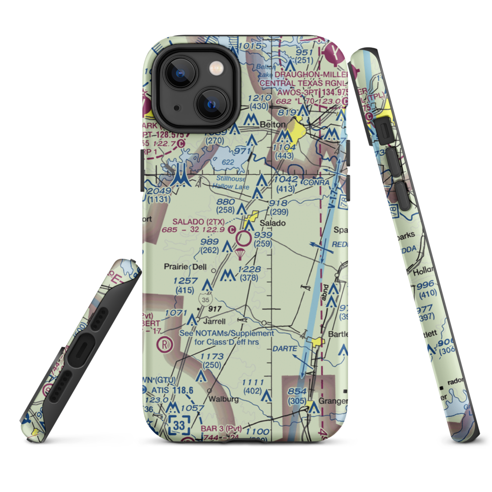 Salado Airport (2TX) VFR Sectional  Tough iPhone Case iPhone 14 Plus model shown