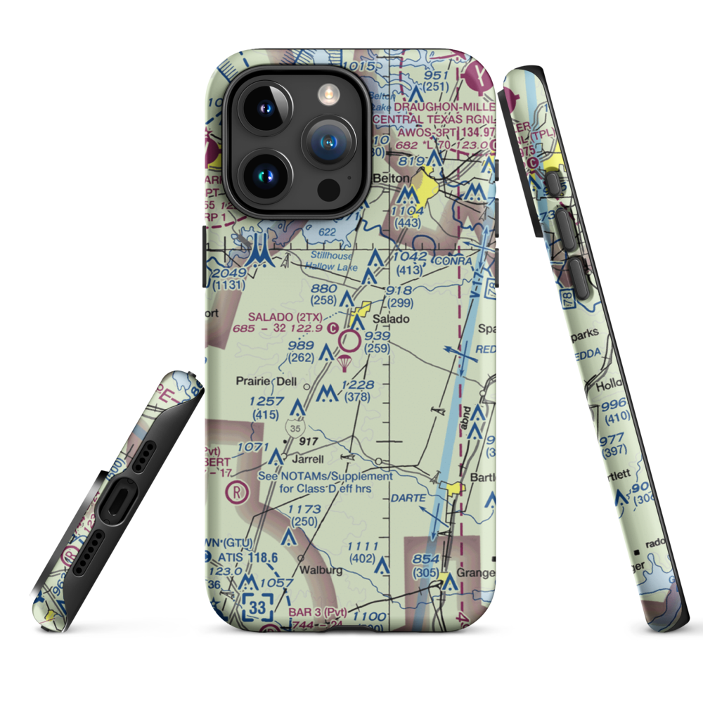 Salado Airport (2TX) VFR Sectional  Tough iPhone Case iPhone 15 Pro Max model shown