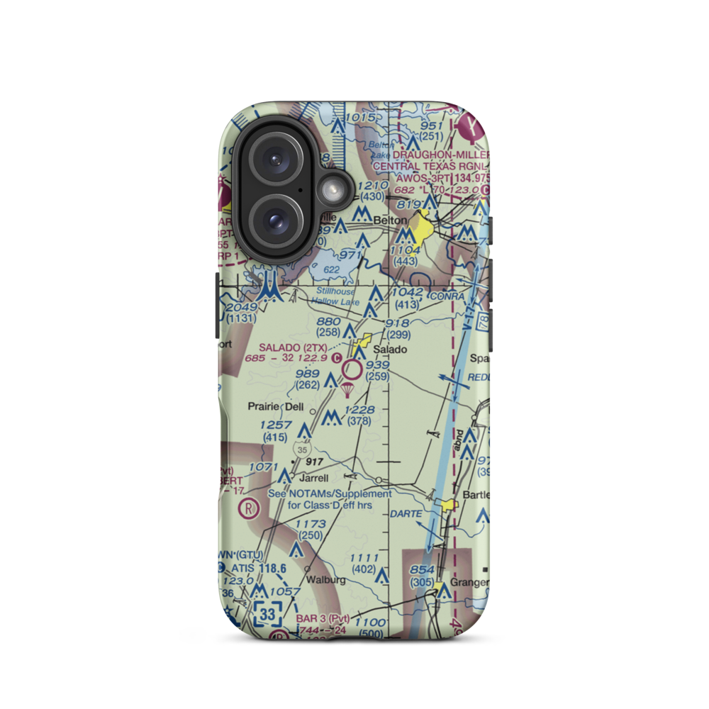 Salado Airport (2TX) VFR Sectional  Tough iPhone Case iPhone 16 model shown