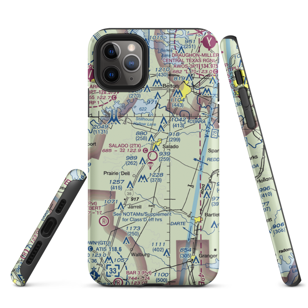 Salado Airport (2TX) VFR Sectional  Tough iPhone Case iPhone 11 Pro Max model shown