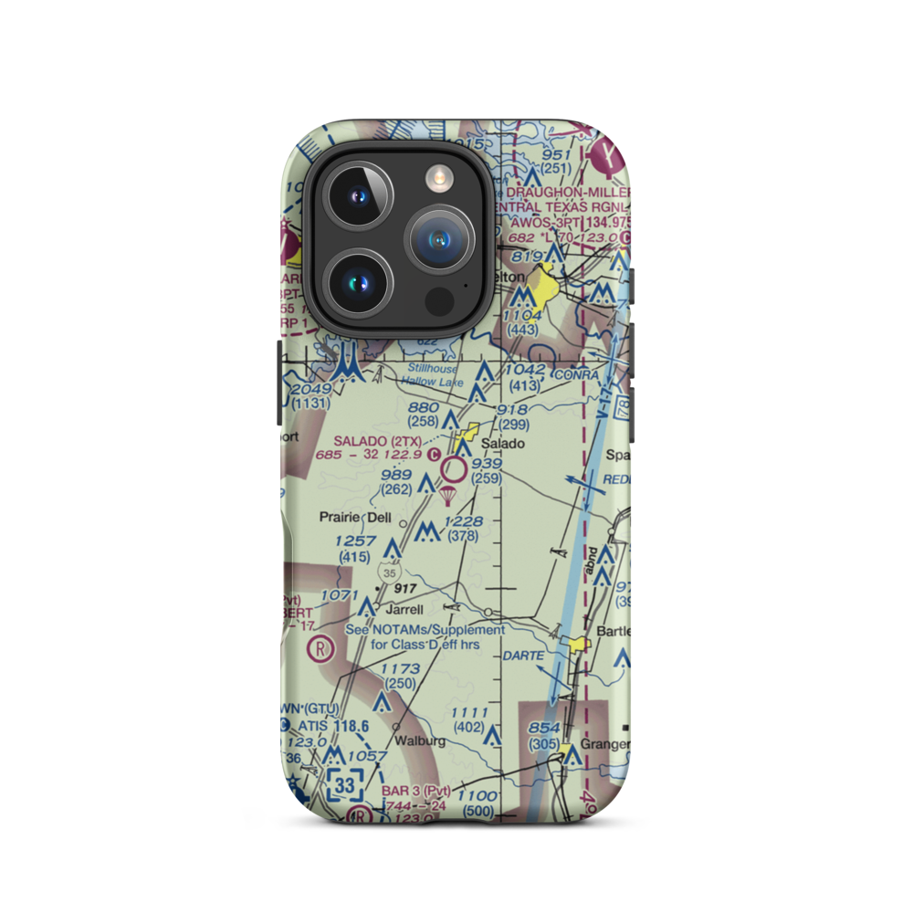 Salado Airport (2TX) VFR Sectional  Tough iPhone Case iPhone 16 Pro model shown