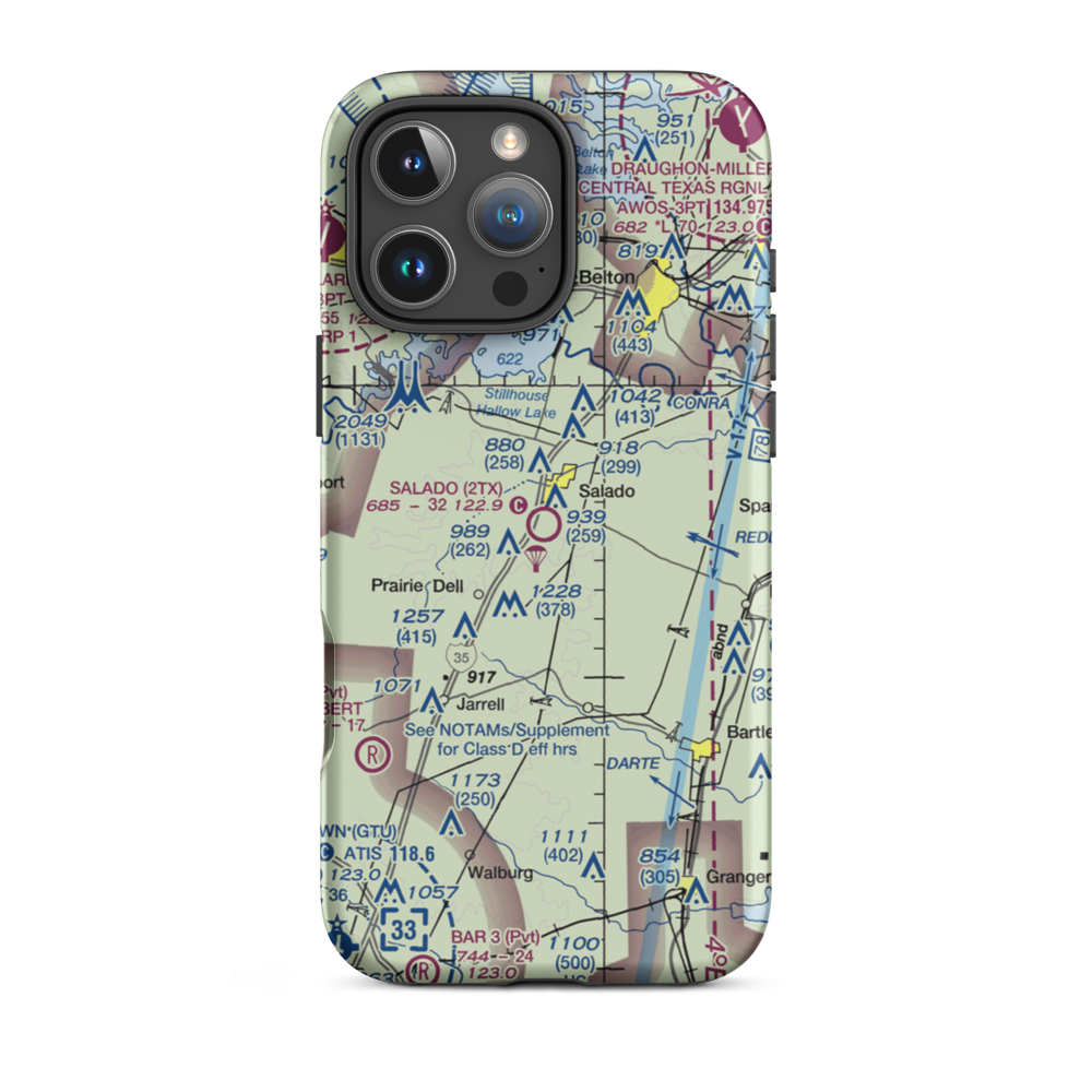 Salado Airport (2TX) VFR Sectional  Tough iPhone Case iPhone 16 Pro Max model shown