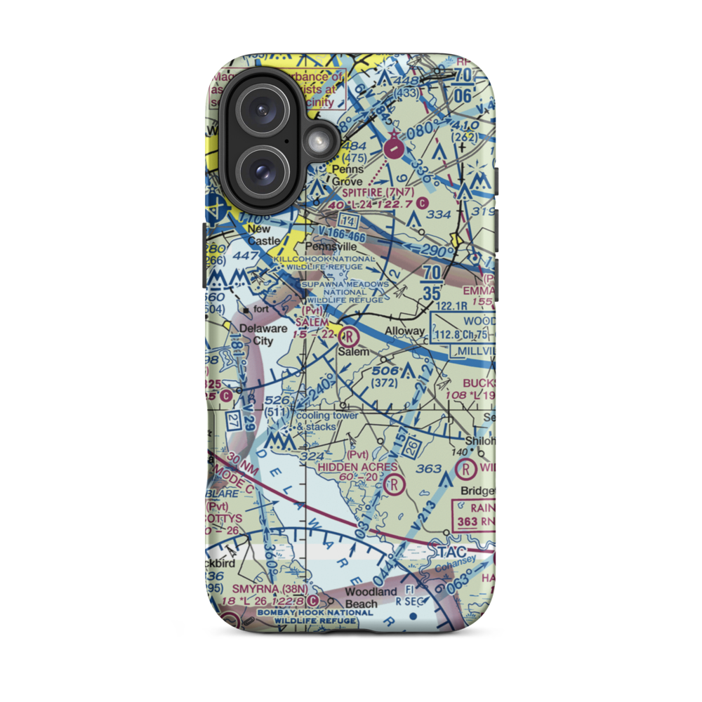 Salem Airfield (NJ74) VFR Sectional  Tough iPhone Case iPhone 16 Plus model shown