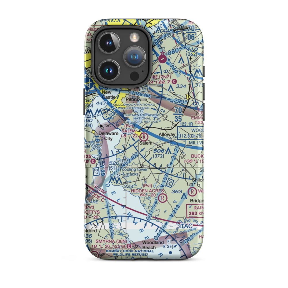 Salem Airfield (NJ74) VFR Sectional  Tough iPhone Case iPhone 16 Pro Max model shown