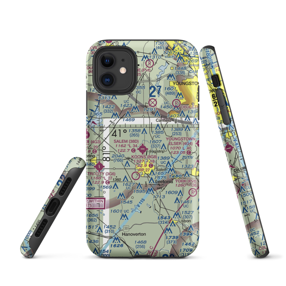 Salem Airpark Inc Airport (38D) VFR Sectional  Tough iPhone Case iPhone 11 model shown