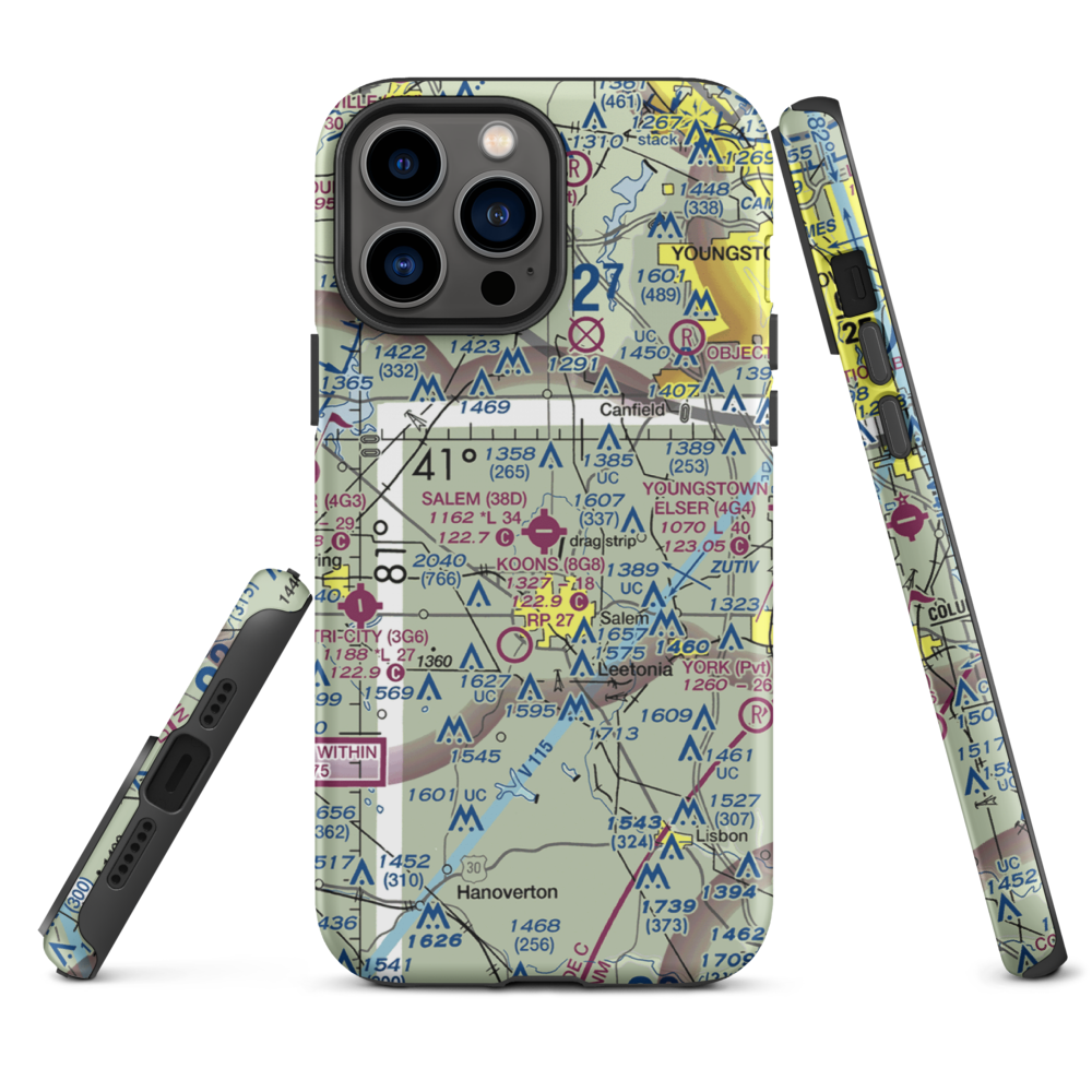 Salem Airpark Inc Airport (38D) VFR Sectional  Tough iPhone Case iPhone 13 Pro Max model shown
