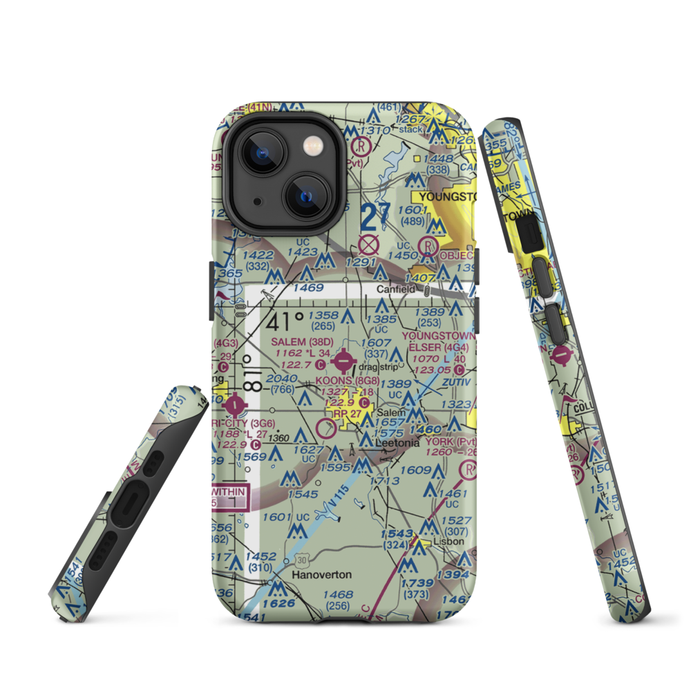 Salem Airpark Inc Airport (38D) VFR Sectional  Tough iPhone Case iPhone 14 model shown