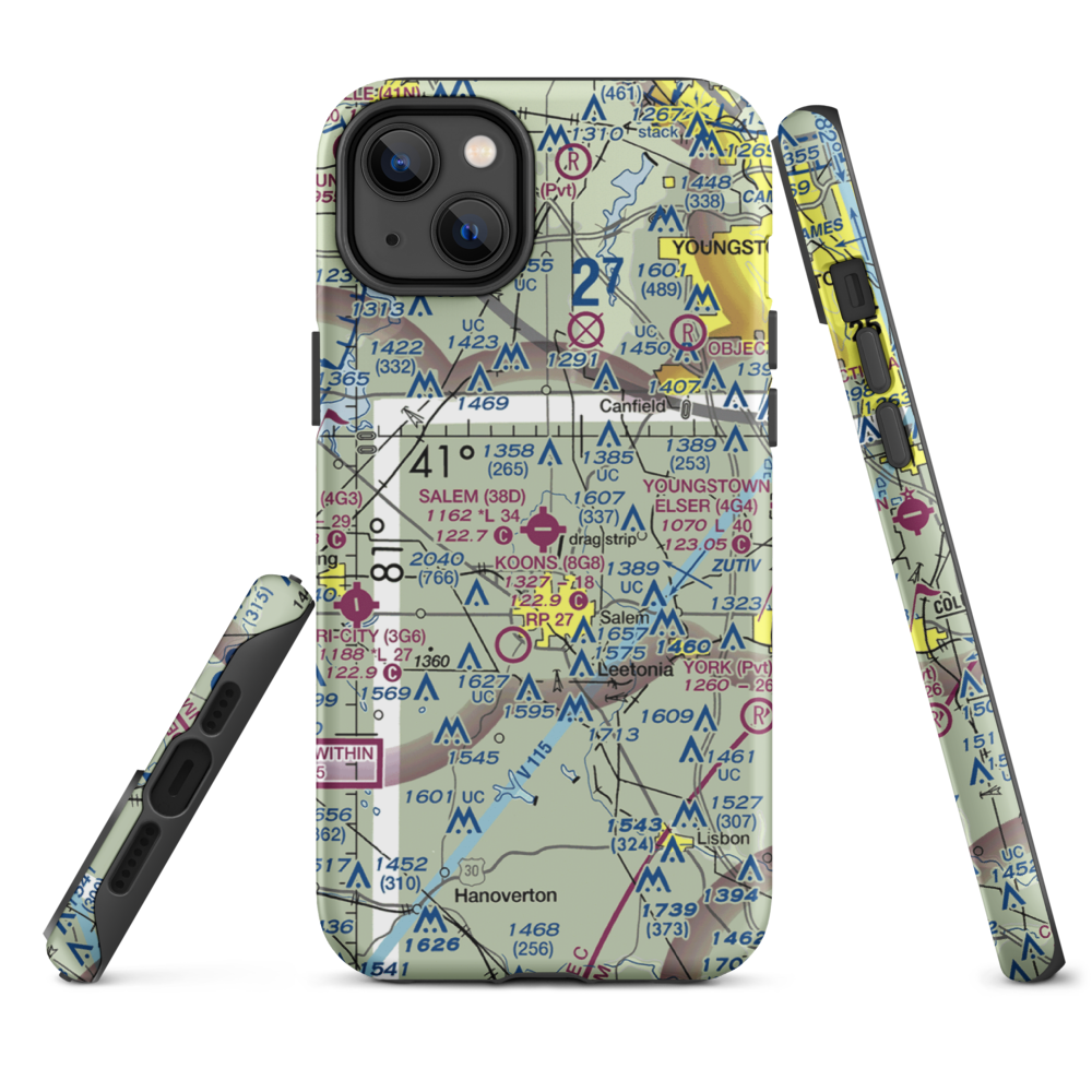 Salem Airpark Inc Airport (38D) VFR Sectional  Tough iPhone Case iPhone 14 Plus model shown