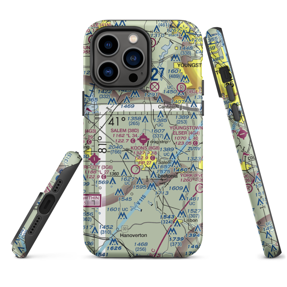 Salem Airpark Inc Airport (38D) VFR Sectional  Tough iPhone Case iPhone 14 Pro Max model shown