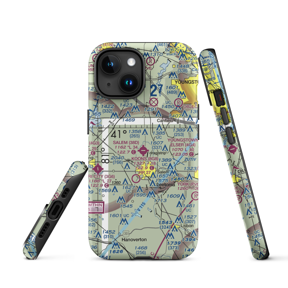 Salem Airpark Inc Airport (38D) VFR Sectional  Tough iPhone Case iPhone 15 model shown