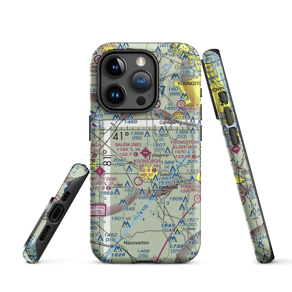 Salem Airpark Inc Airport (38D) VFR Sectional  Tough iPhone Case iPhone 15 Pro model shown
