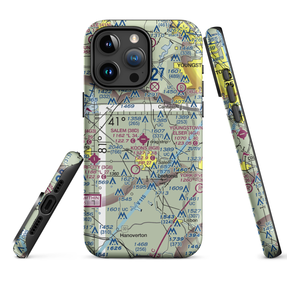 Salem Airpark Inc Airport (38D) VFR Sectional  Tough iPhone Case iPhone 15 Pro Max model shown
