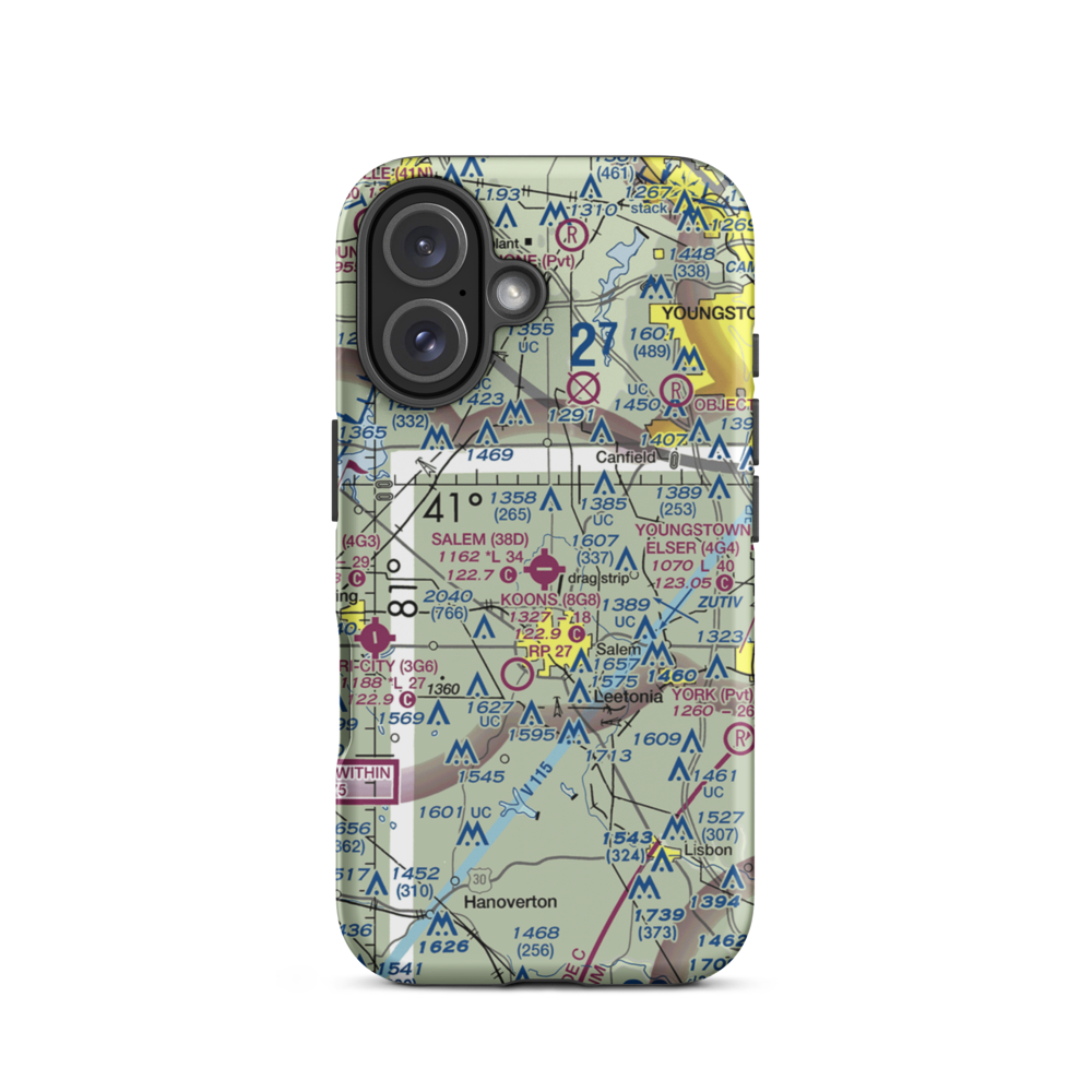 Salem Airpark Inc Airport (38D) VFR Sectional  Tough iPhone Case iPhone 16 model shown