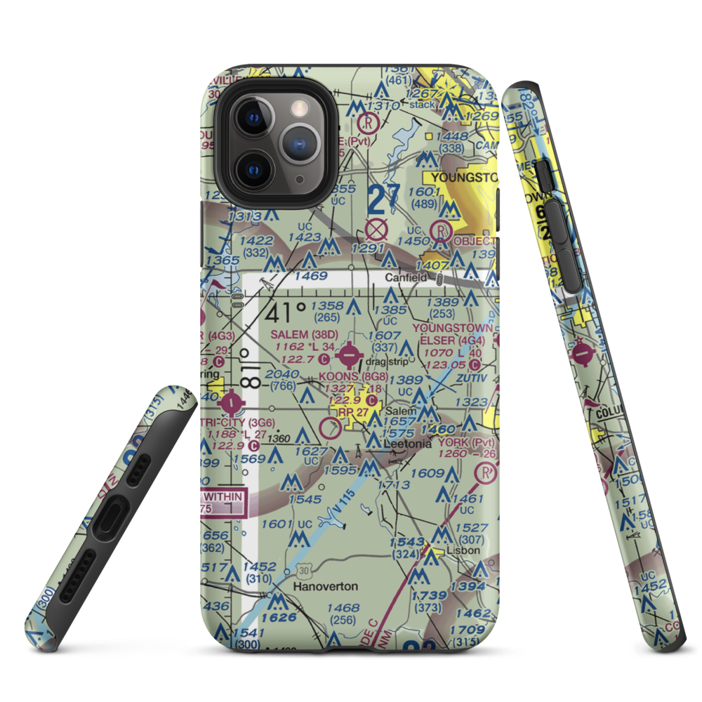 Salem Airpark Inc Airport (38D) VFR Sectional  Tough iPhone Case iPhone 11 Pro Max model shown