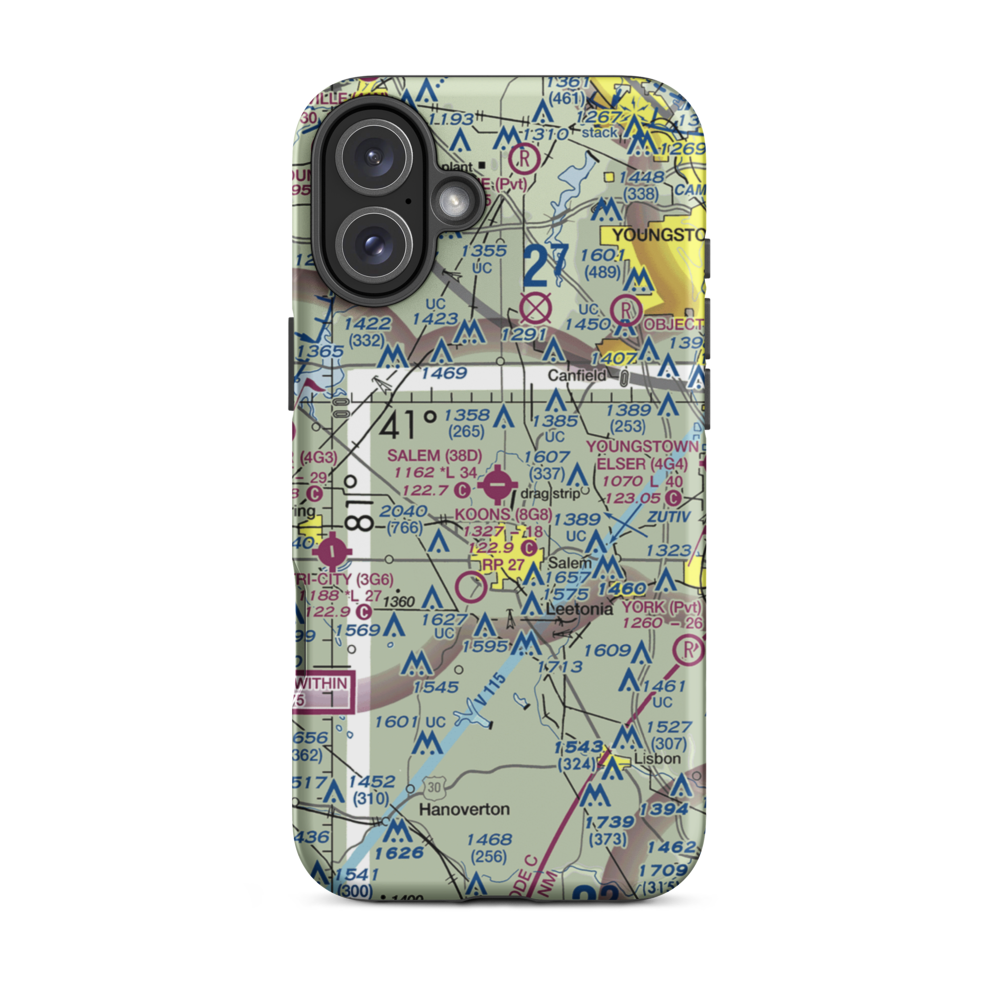 Salem Airpark Inc Airport (38D) VFR Sectional  Tough iPhone Case iPhone 16 Plus model shown