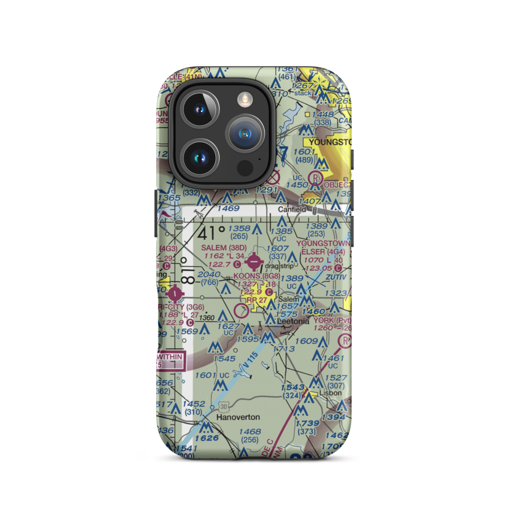 Salem Airpark Inc Airport (38D) VFR Sectional  Tough iPhone Case iPhone 16 Pro model shown