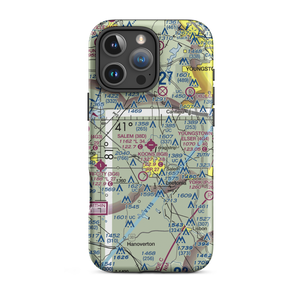 Salem Airpark Inc Airport (38D) VFR Sectional  Tough iPhone Case iPhone 16 Pro Max model shown