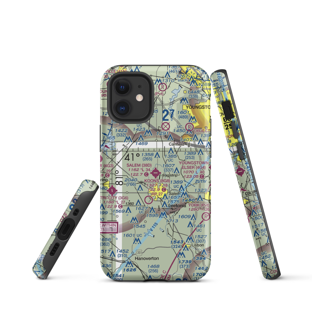 Salem Airpark Inc Airport (38D) VFR Sectional  Tough iPhone Case iPhone 12 mini model shown