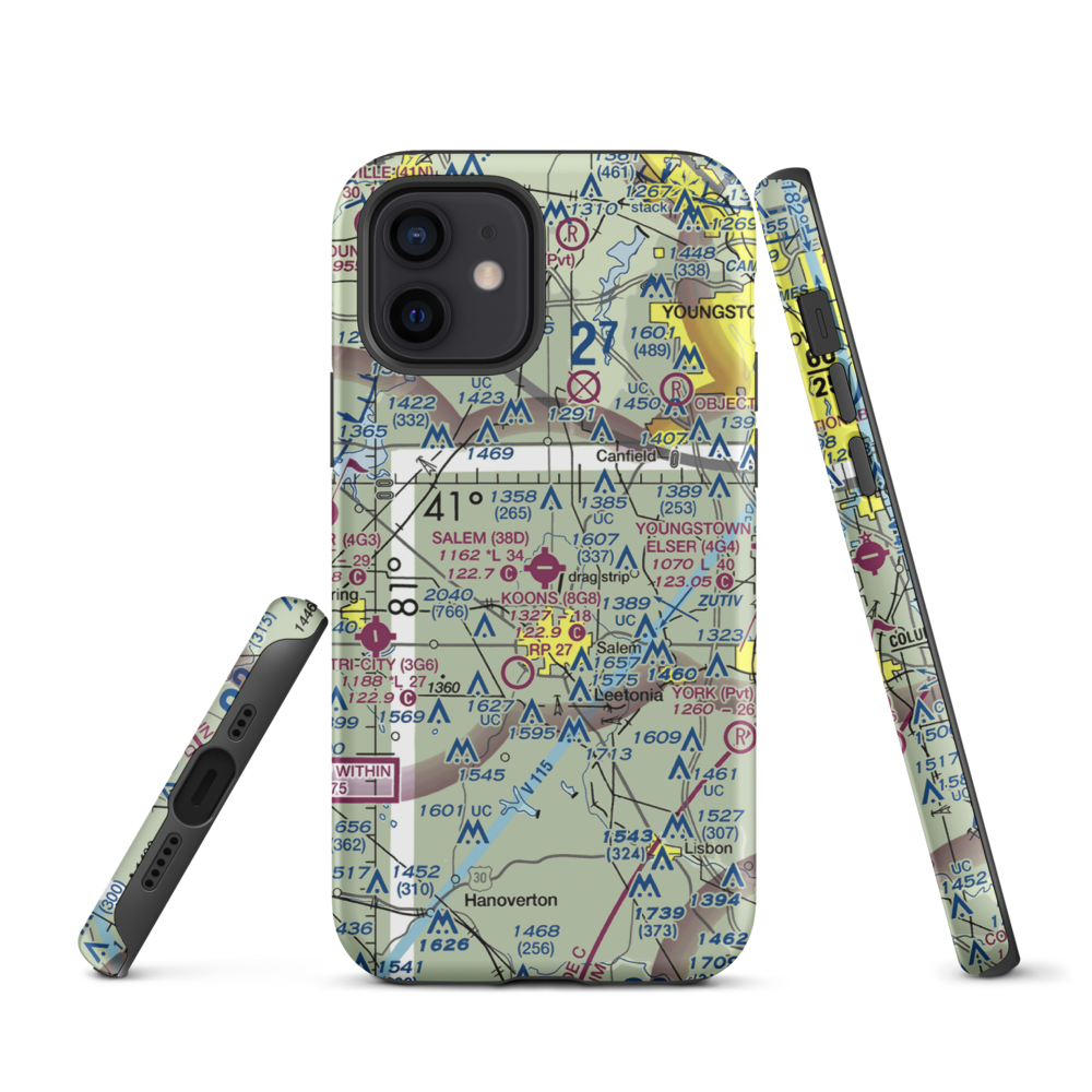 Salem Airpark Inc Airport (38D) VFR Sectional  Tough iPhone Case iPhone 12 model shown