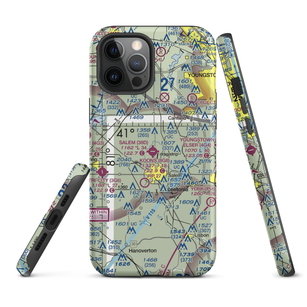 Salem Airpark Inc Airport (38D) VFR Sectional  Tough iPhone Case iPhone 12 Pro Max model shown