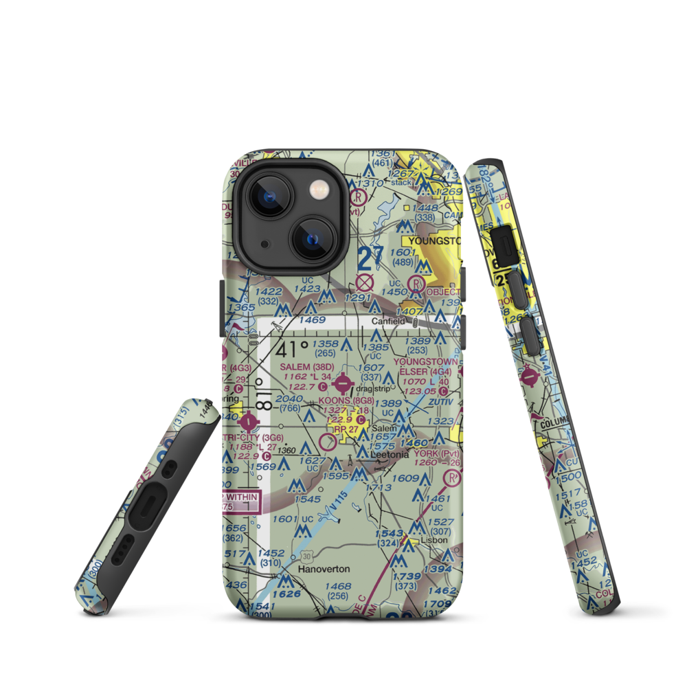 Salem Airpark Inc Airport (38D) VFR Sectional  Tough iPhone Case iPhone 13 mini model shown
