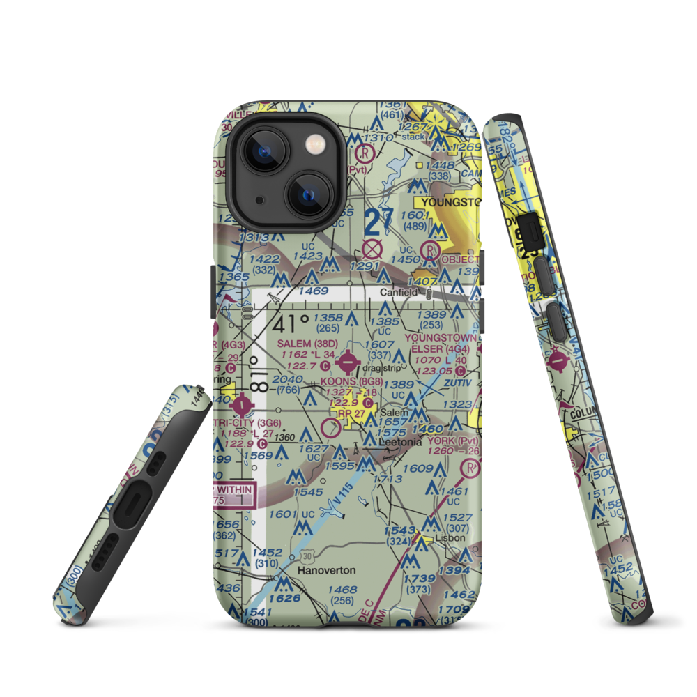 Salem Airpark Inc Airport (38D) VFR Sectional  Tough iPhone Case iPhone 13 model shown