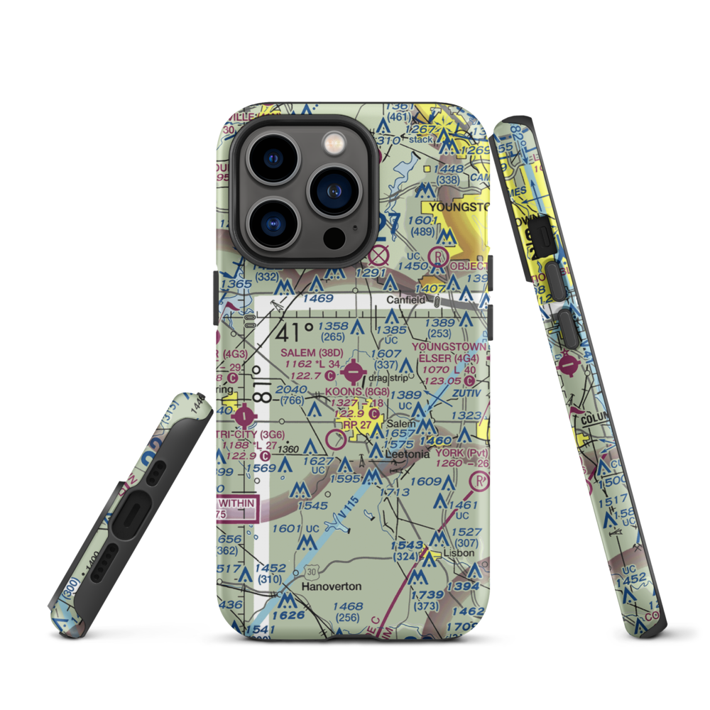 Salem Airpark Inc Airport (38D) VFR Sectional  Tough iPhone Case iPhone 13 Pro model shown