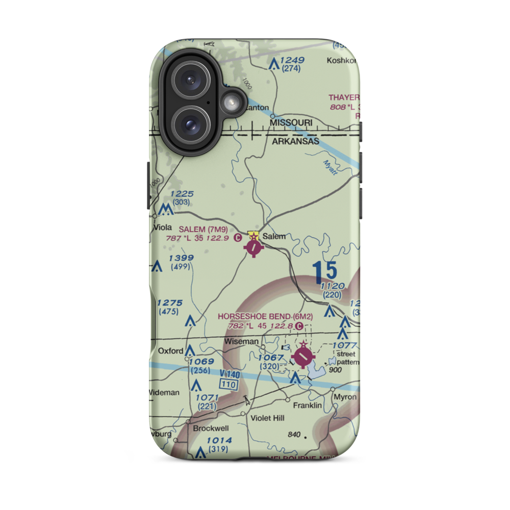 Salem Airport (7M9) VFR Sectional  Tough iPhone Case iPhone 16 Plus model shown