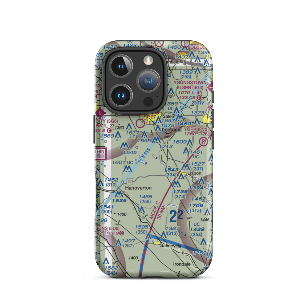 Salem Lakefront Airport (OH27) VFR Sectional  Tough iPhone Case iPhone 16 Pro model shown