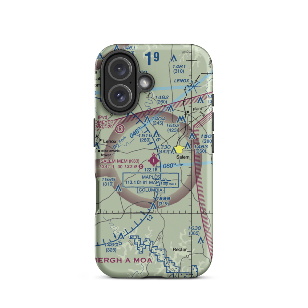 Salem Memorial Airport (K33) VFR Sectional  Tough iPhone Case iPhone 16 model shown