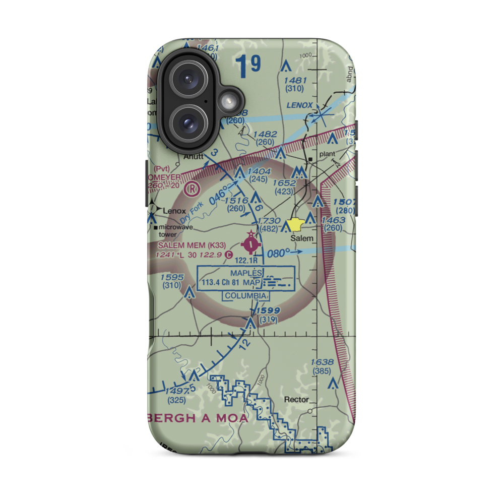 Salem Memorial Airport (K33) VFR Sectional  Tough iPhone Case iPhone 16 Plus model shown