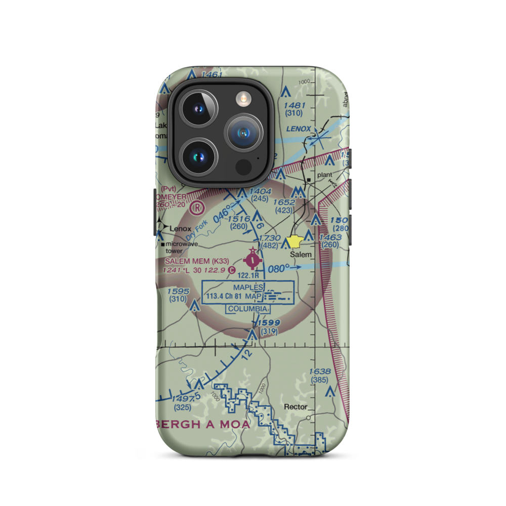 Salem Memorial Airport (K33) VFR Sectional  Tough iPhone Case iPhone 16 Pro model shown