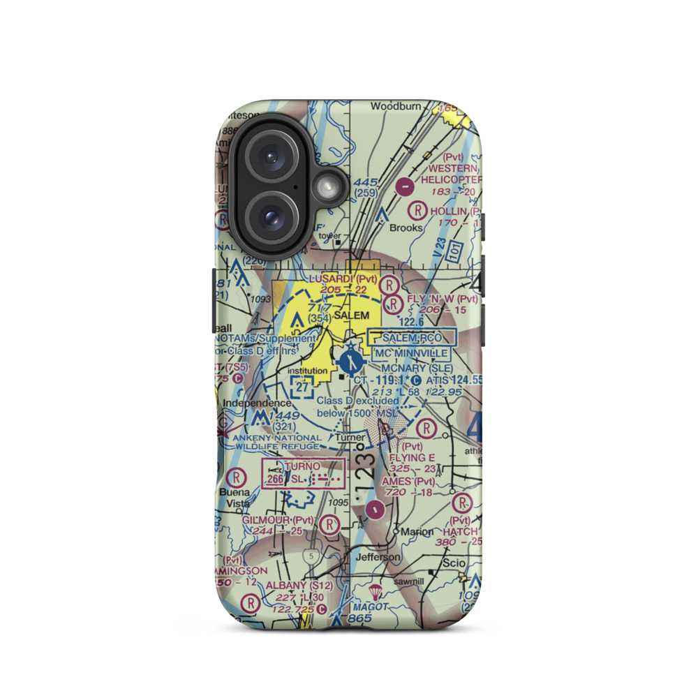 Salem Municipal Airport/McNary Field (SLE) VFR Sectional  Tough iPhone Case iPhone 16 model shown