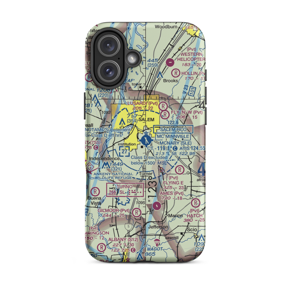 Salem Municipal Airport/McNary Field (SLE) VFR Sectional  Tough iPhone Case iPhone 16 Plus model shown