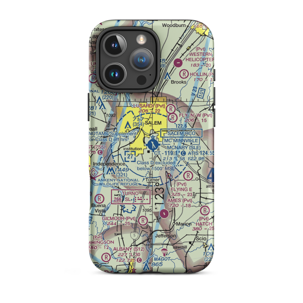 Salem Municipal Airport/McNary Field (SLE) VFR Sectional  Tough iPhone Case iPhone 16 Pro Max model shown
