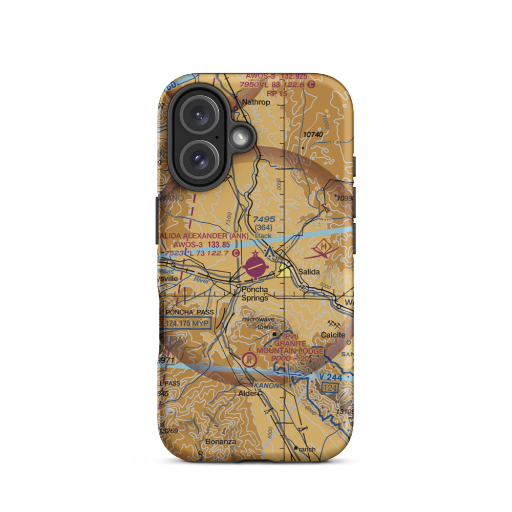 Salida Airport Harriett Alexander Field (ANK) VFR Sectional  Tough iPhone Case iPhone 16 model shown