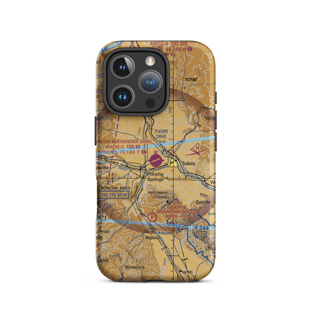 Salida Airport Harriett Alexander Field (ANK) VFR Sectional  Tough iPhone Case iPhone 16 Pro model shown