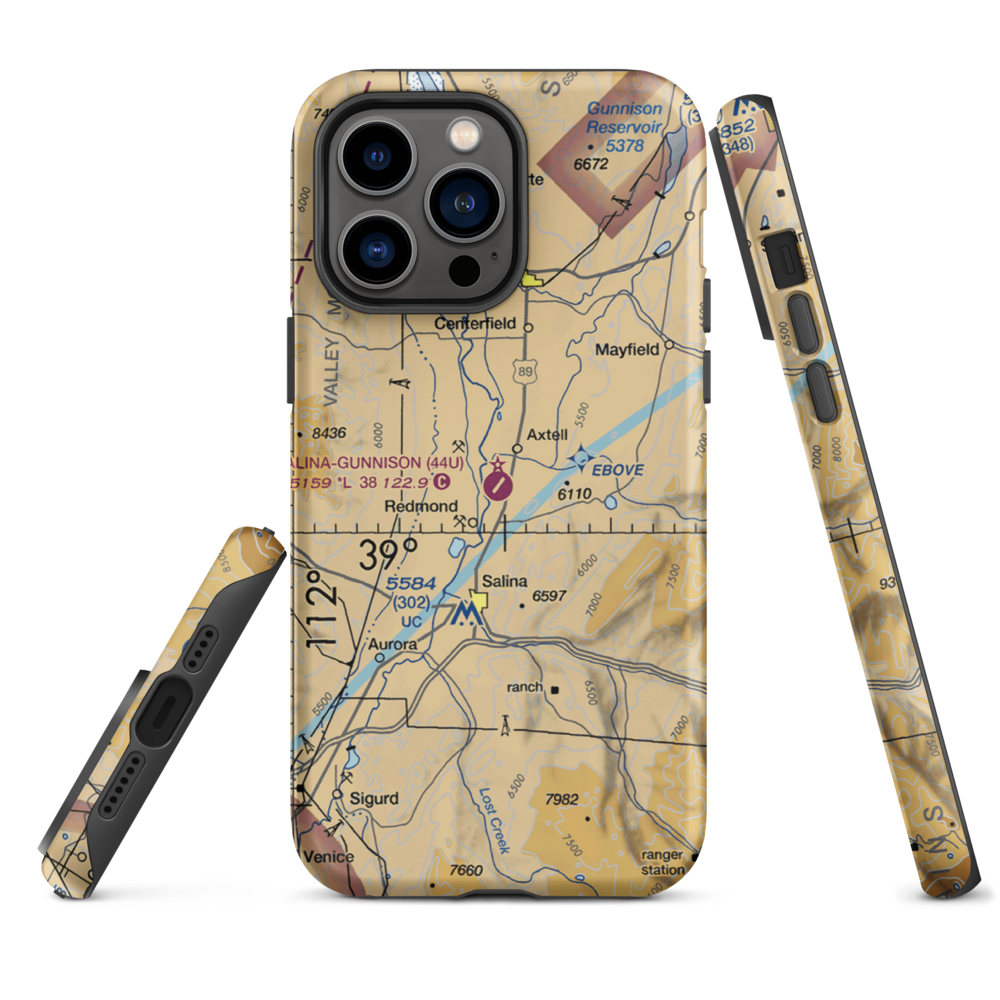 Salina Gunnison Airport (44U) VFR Sectional  Tough iPhone Case iPhone 14 Pro Max model shown