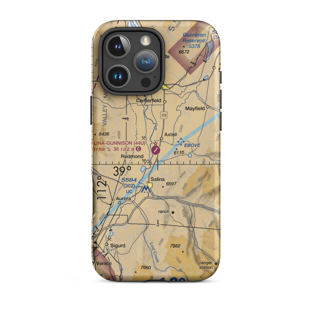 Salina Gunnison Airport (44U) VFR Sectional  Tough iPhone Case iPhone 16 Pro Max model shown