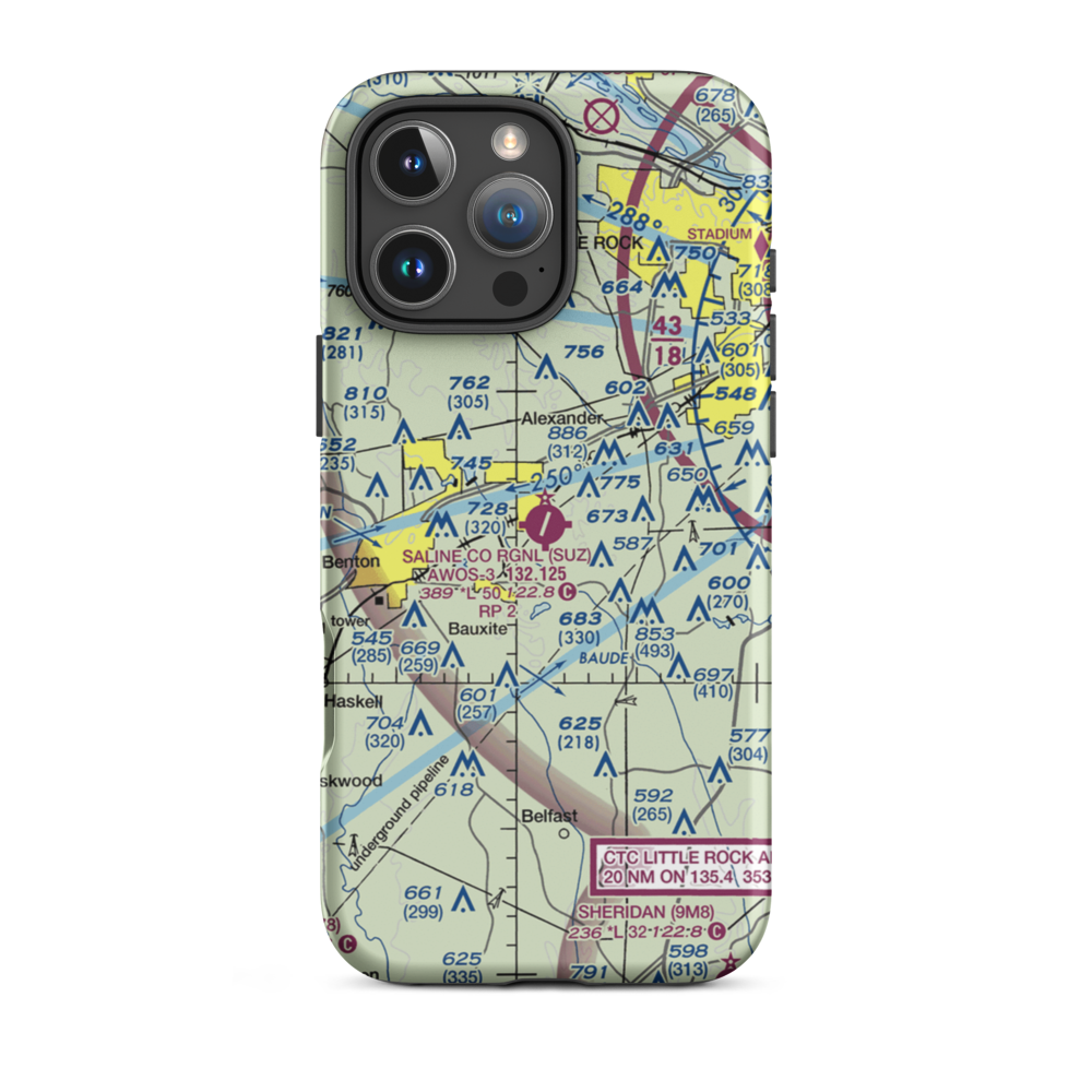 Saline County Regional Airport (SUZ) VFR Sectional  Tough iPhone Case iPhone 16 Pro Max model shown