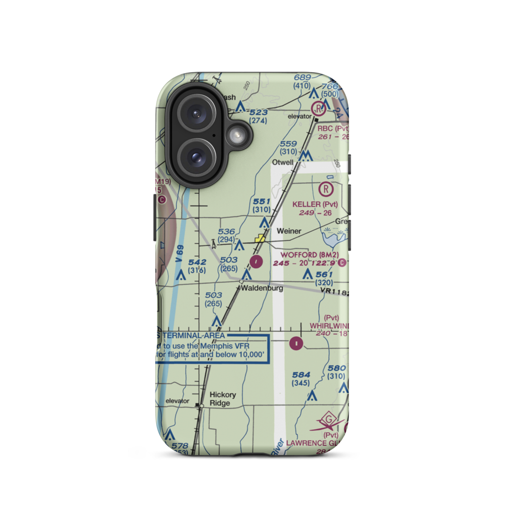 Sally Wofford Airport (8M2) VFR Sectional  Tough iPhone Case iPhone 16 model shown