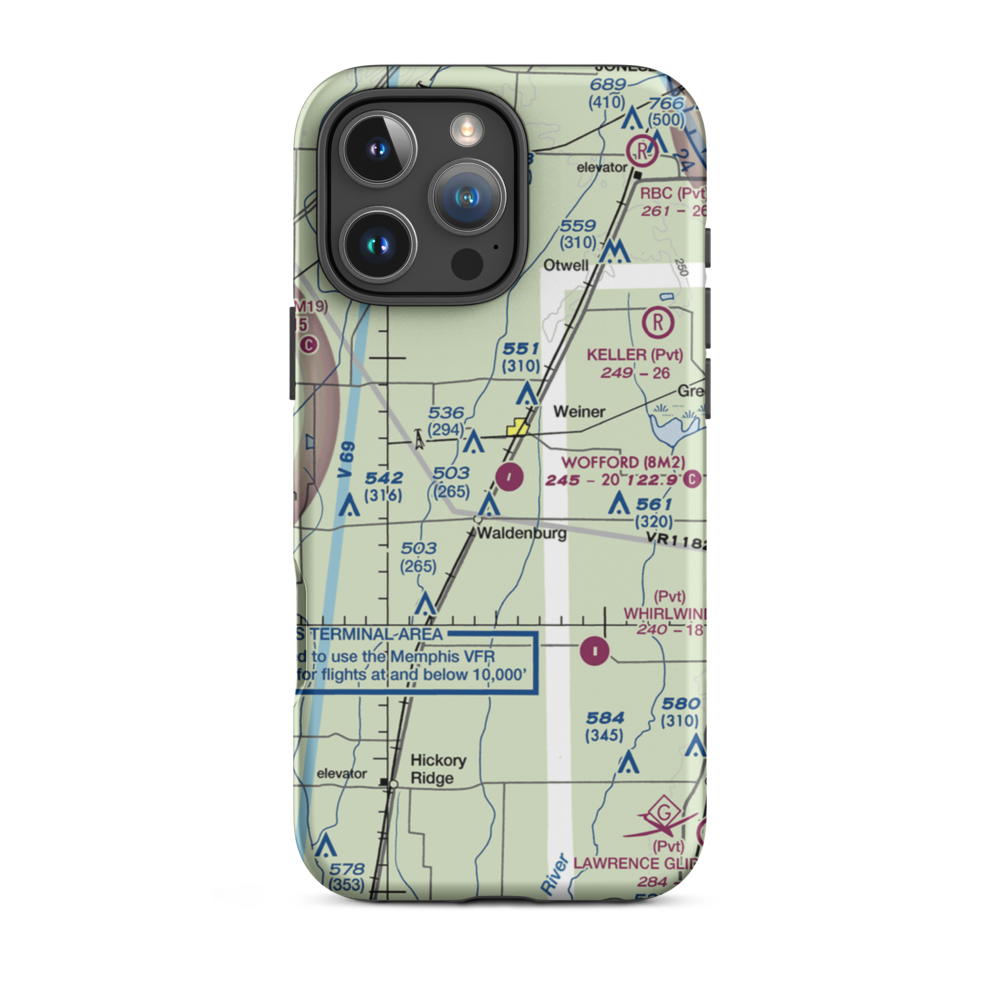 Sally Wofford Airport (8M2) VFR Sectional  Tough iPhone Case iPhone 16 Pro Max model shown
