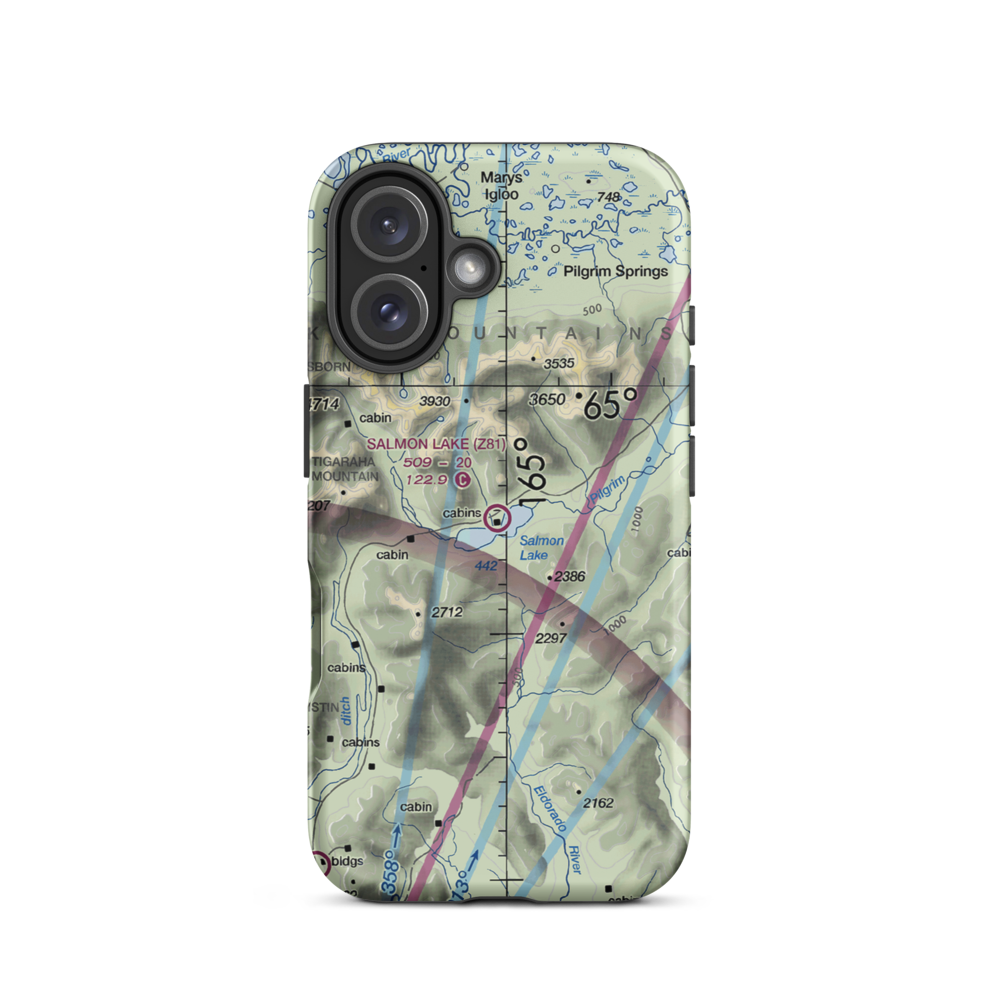 Salmon Lake Airport (Z81) VFR Sectional  Tough iPhone Case iPhone 16 model shown