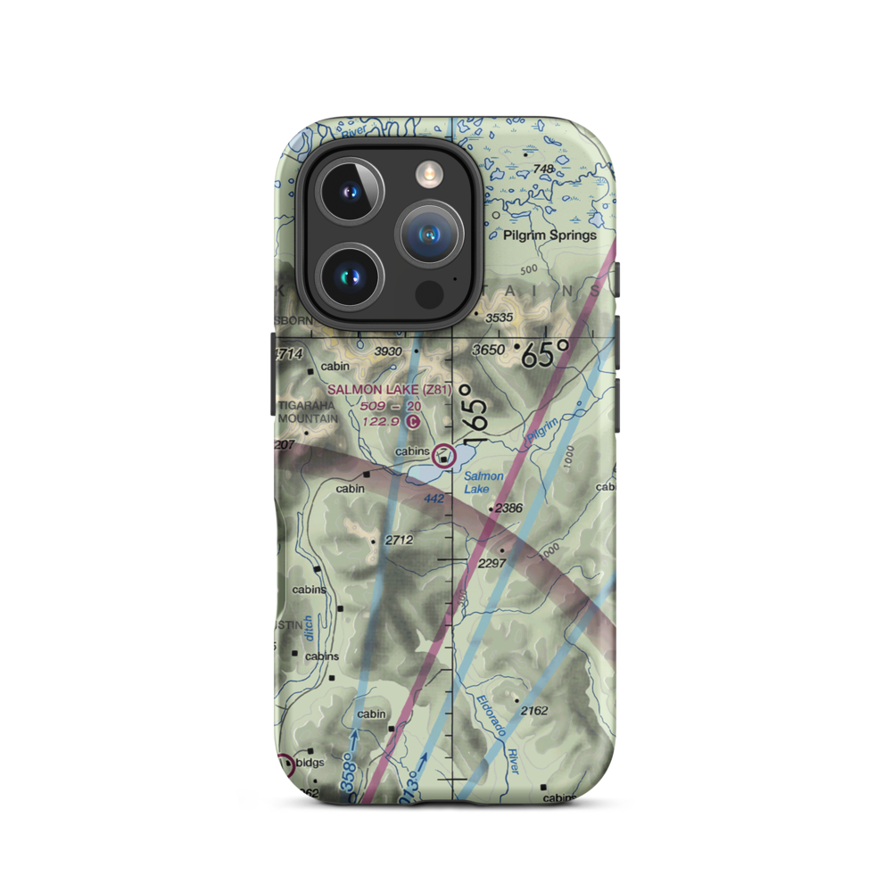 Salmon Lake Airport (Z81) VFR Sectional  Tough iPhone Case iPhone 16 Pro model shown